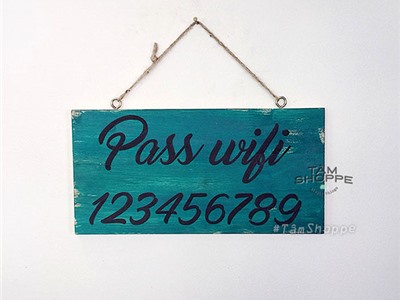 Bảng gỗ treo handmade pass wifi quán cafe